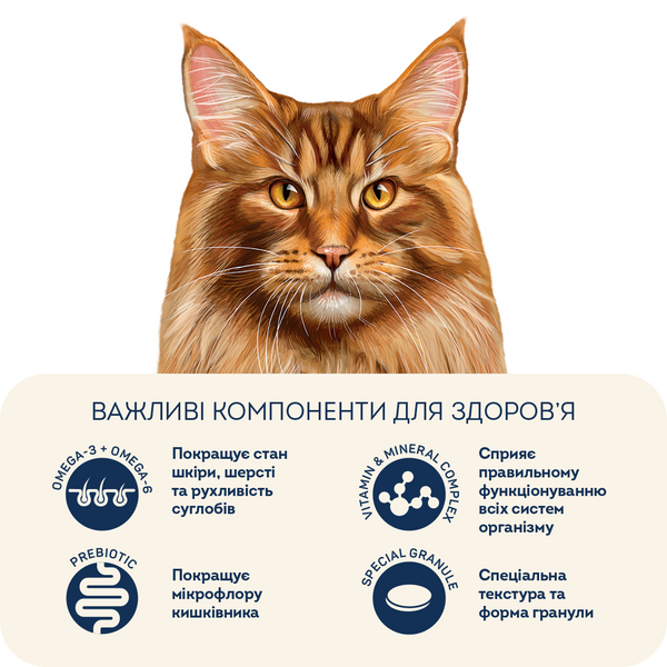 Сухий корм HOME FOOD для підтримки опорно-рухового апарату стерилізованих/кастрованих дорослих котів великих порід Телятина з лососем та в&rsquo;яленими томатами For the support of the musculoskeletal system. For large breeds, 1.6 кг 3079016 фото