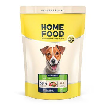 Низькозерновий сухий корм HOME FOOD для активних дорослих собак і юніорів малих порід Ягнятина та рис Low-grain For active adult and junior, 1.6 кг 1047016 фото