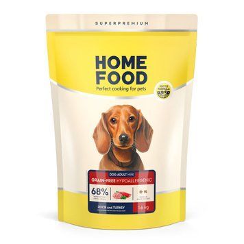 Беззерновий гіпоалергенний сухий корм HOME FOOD для дорослих собак малих порід Качка та індичка Grain-free hypoallergenic, 1.6 кг 1137016 фото