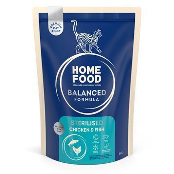 Сухий корм HOME FOOD для стерилізованих/кастрованих дорослих котів "Курка та риба" Sterilised Balanced Formula, 300 г 1357112 фото