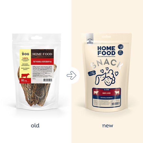Snack for dogs HOME FOOD Beef liver, 80 g