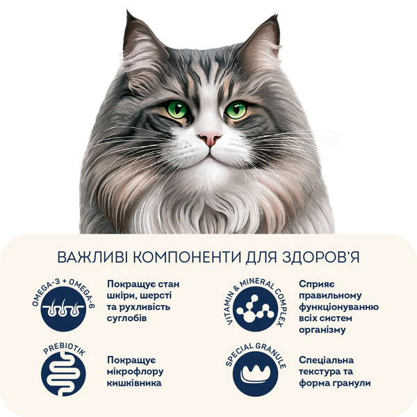 Сухий корм HOME FOOD для виведення шерсті зі шлунку для стерилізованих/кастрованих дорослих котів Індичка та ягоди Hairball control For sterilised/neutered, 1.6 кг 3058116 фото