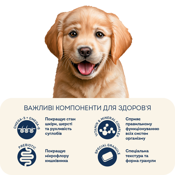 Complete hypoallergenic dry food HOME FOOD for medium and large breeds of puppies Trout and rice, 1.6 kg