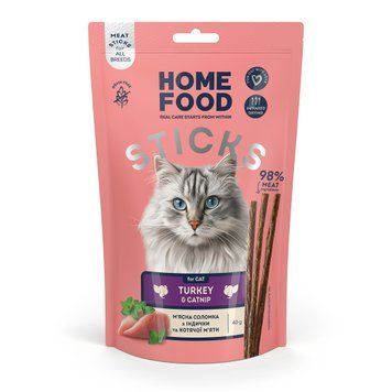Treats for cats HOME FOOD Meat sticks Turkey and catnip, 40 g