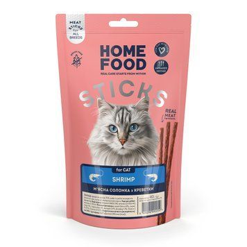 Ласощі для котів HOME FOOD М&rsquo;ясна соломка з креветки, 40 г 7010027 фото