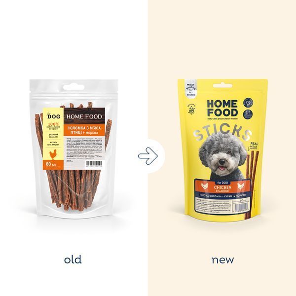 Treats for dogs HOME FOOD Meat sticks Chicken and carrot, 80 g