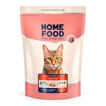 Сухий корм HOME FOOD для активних дорослих котів Курочка та креветка For active, 1.6 кг 3038016 фото
